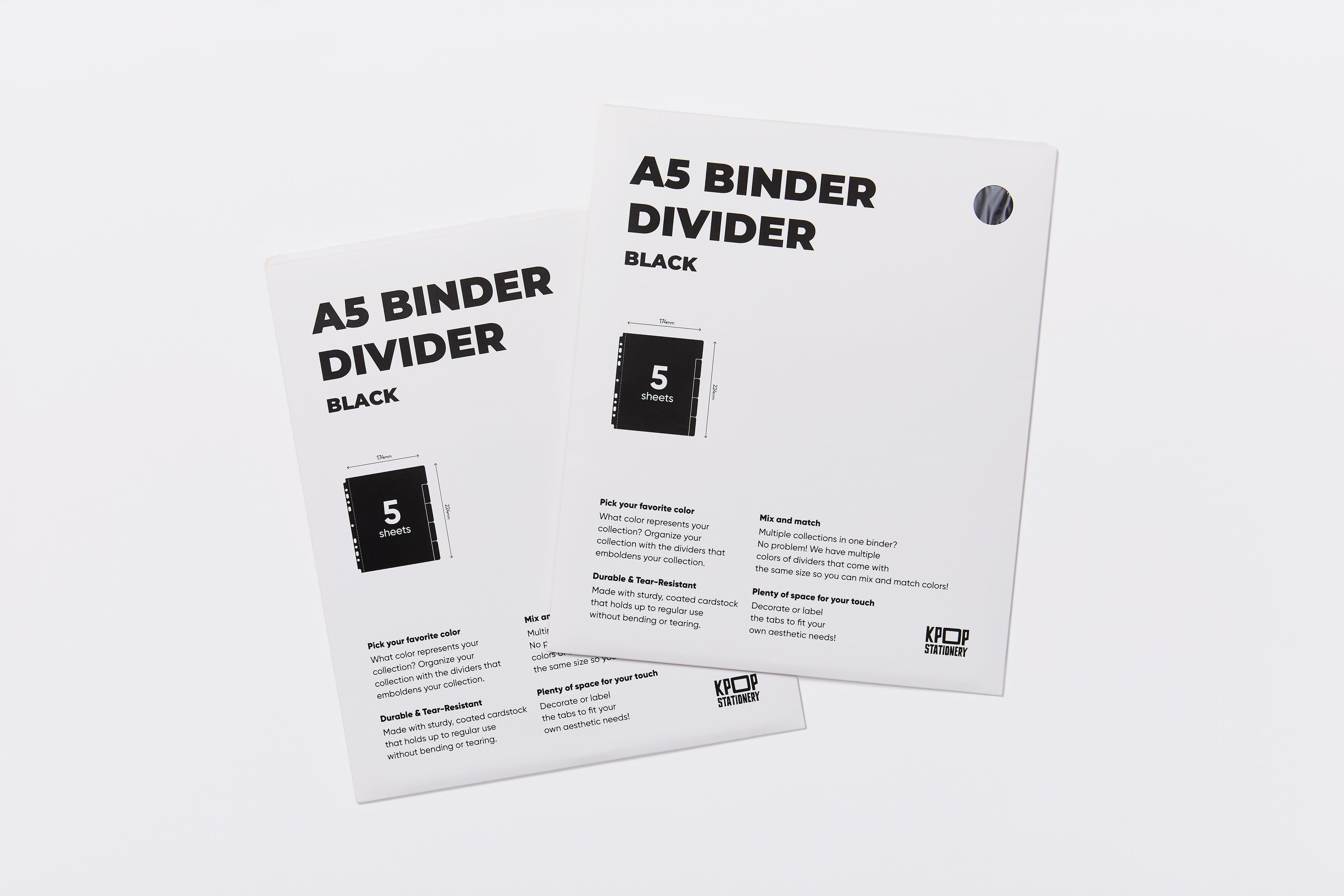 Custom A5 Binder Dividers - Black