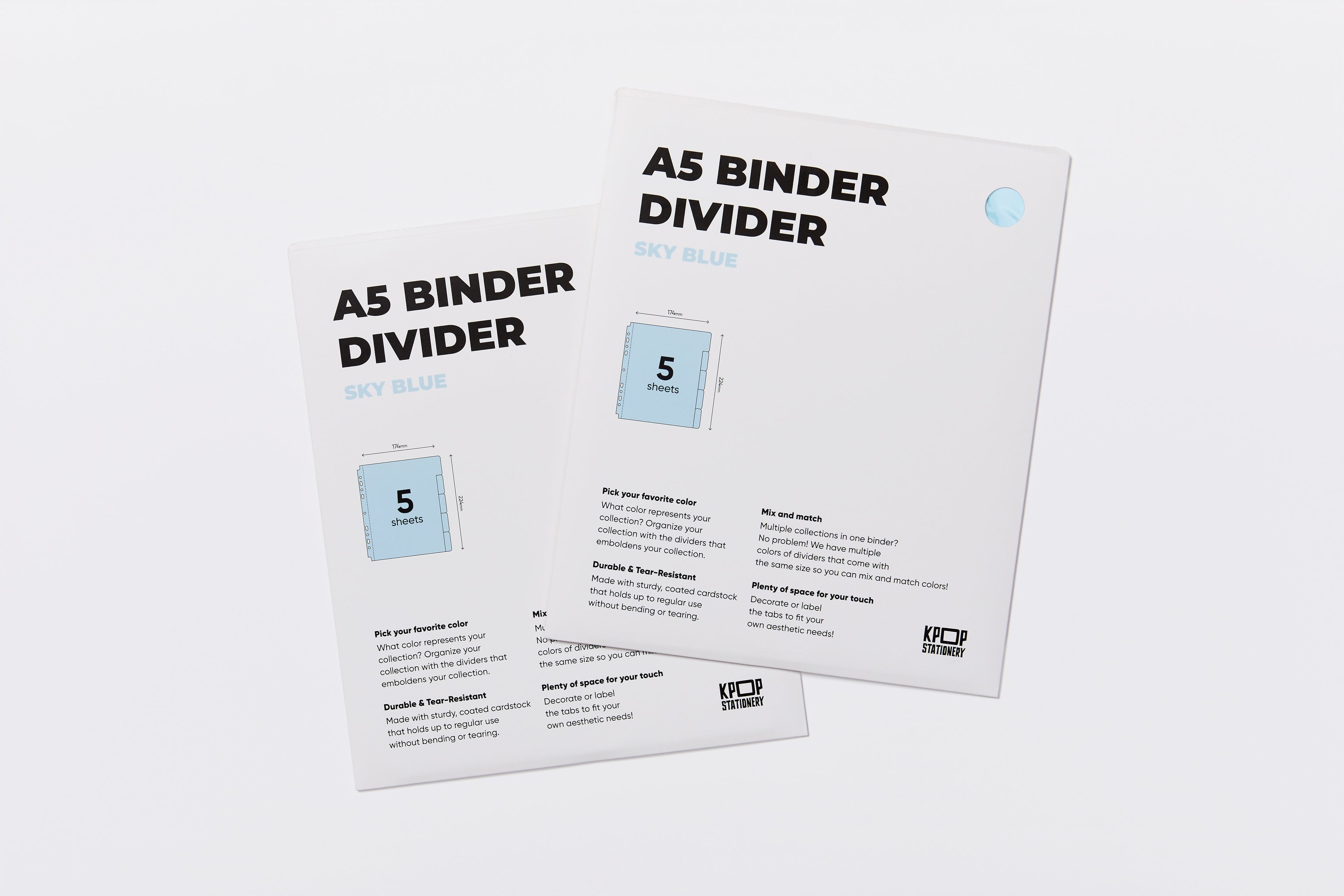 Custom A5 Binder Dividers - Sky Blue
