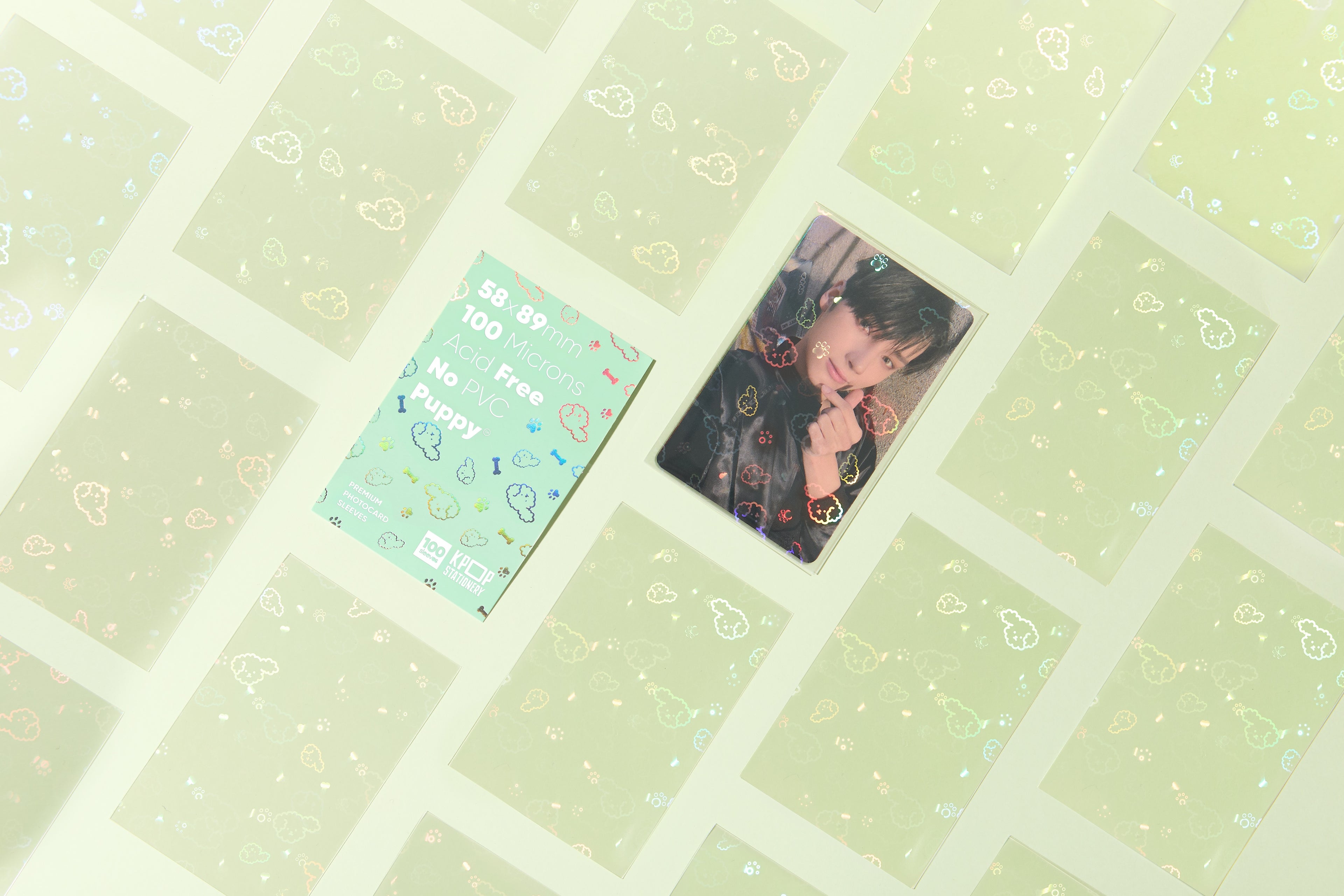 Holographic Puppy Sleeves, 58 x 89mm