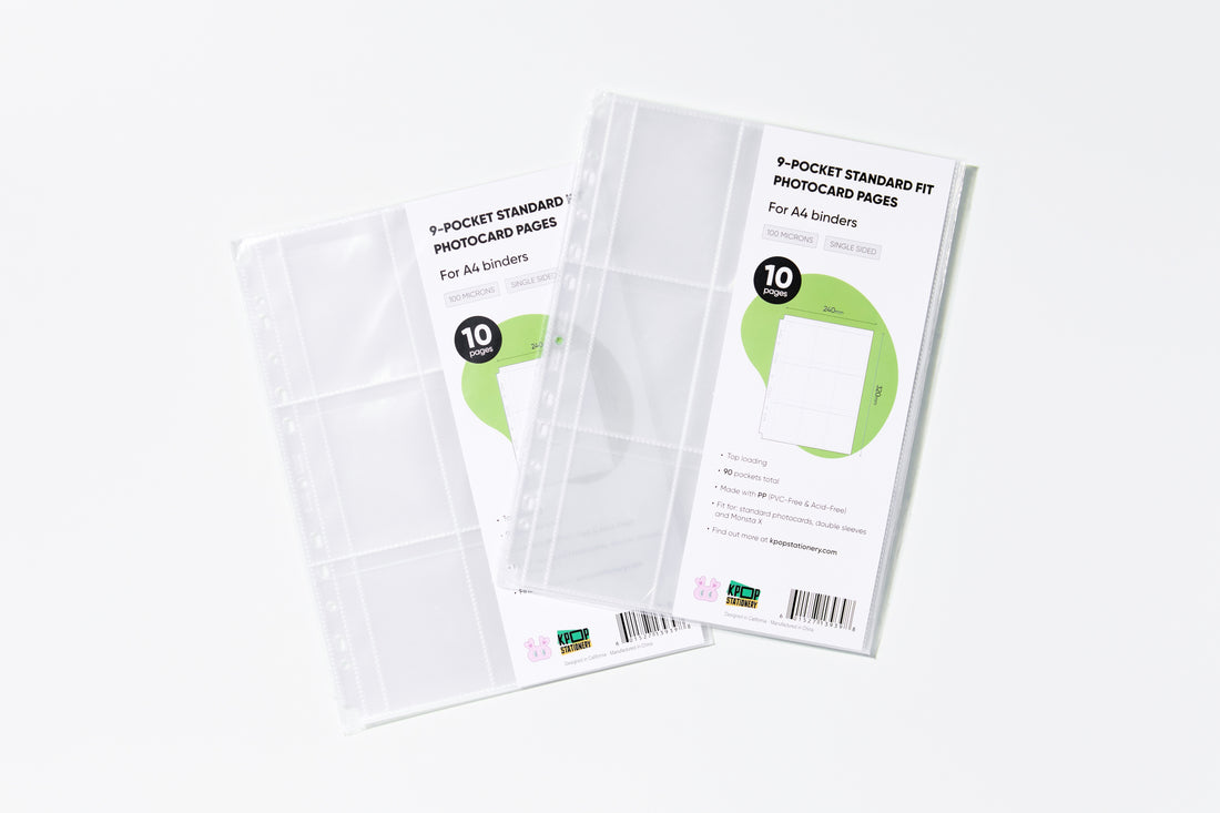 Clear single-sided A4 K-pop photocard binder pages