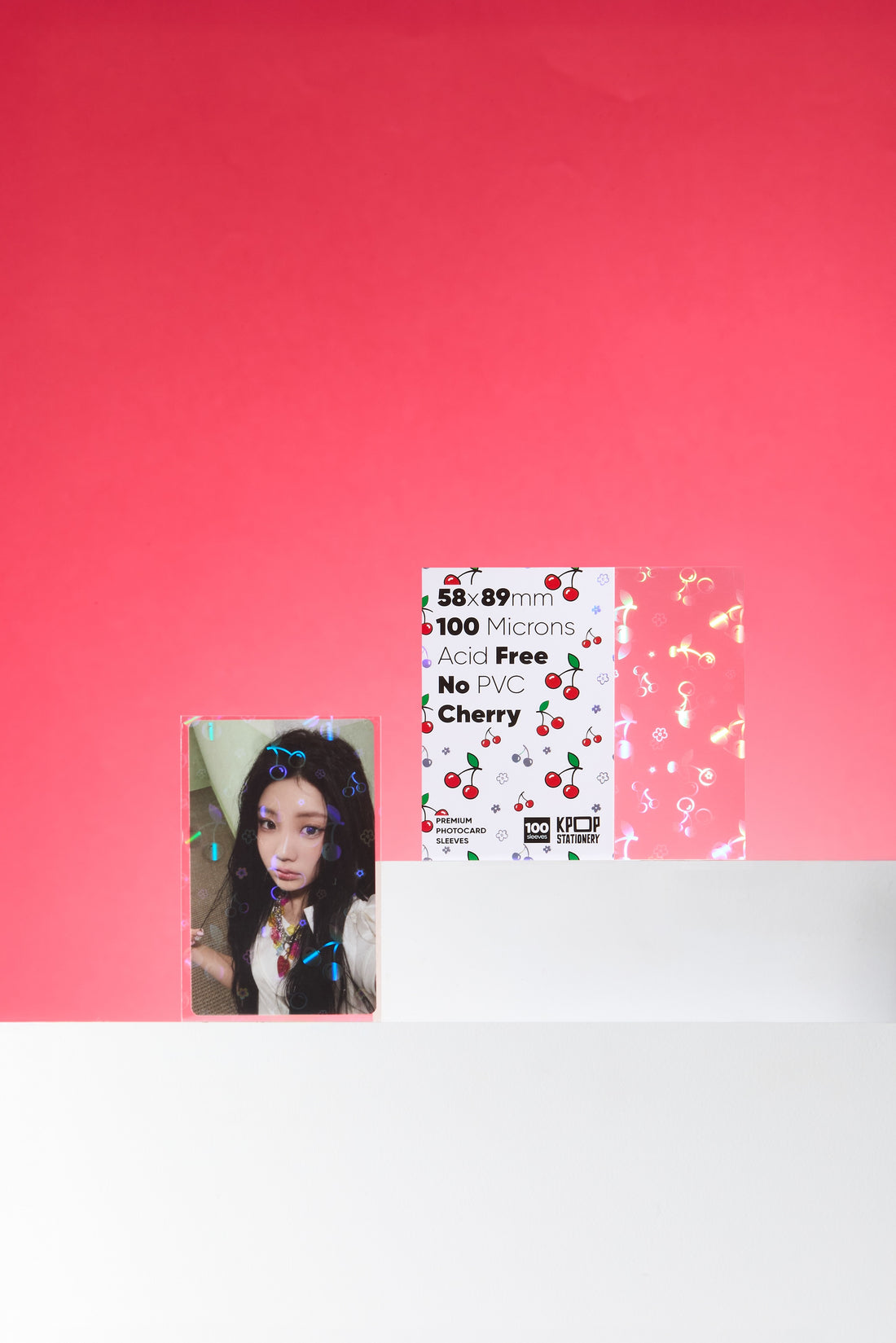 kpop standard size holographic cherry sleeves