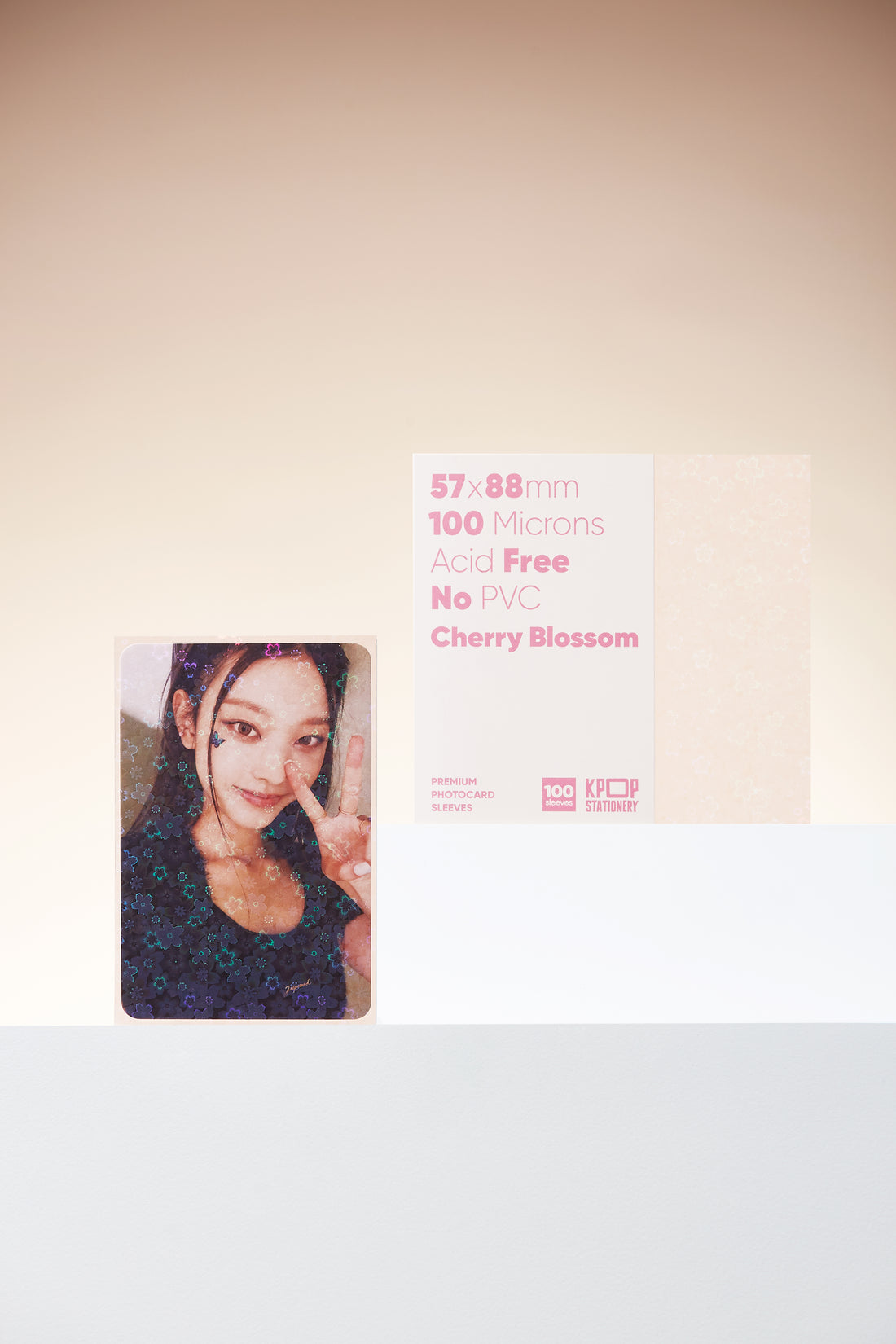 kpop cherry-blossom holographic photocard sleeves for 57 x 88