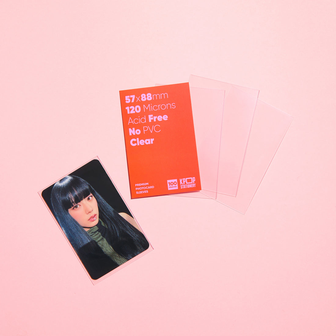 kpop thicker clear photocard sleeves for 57 x 88