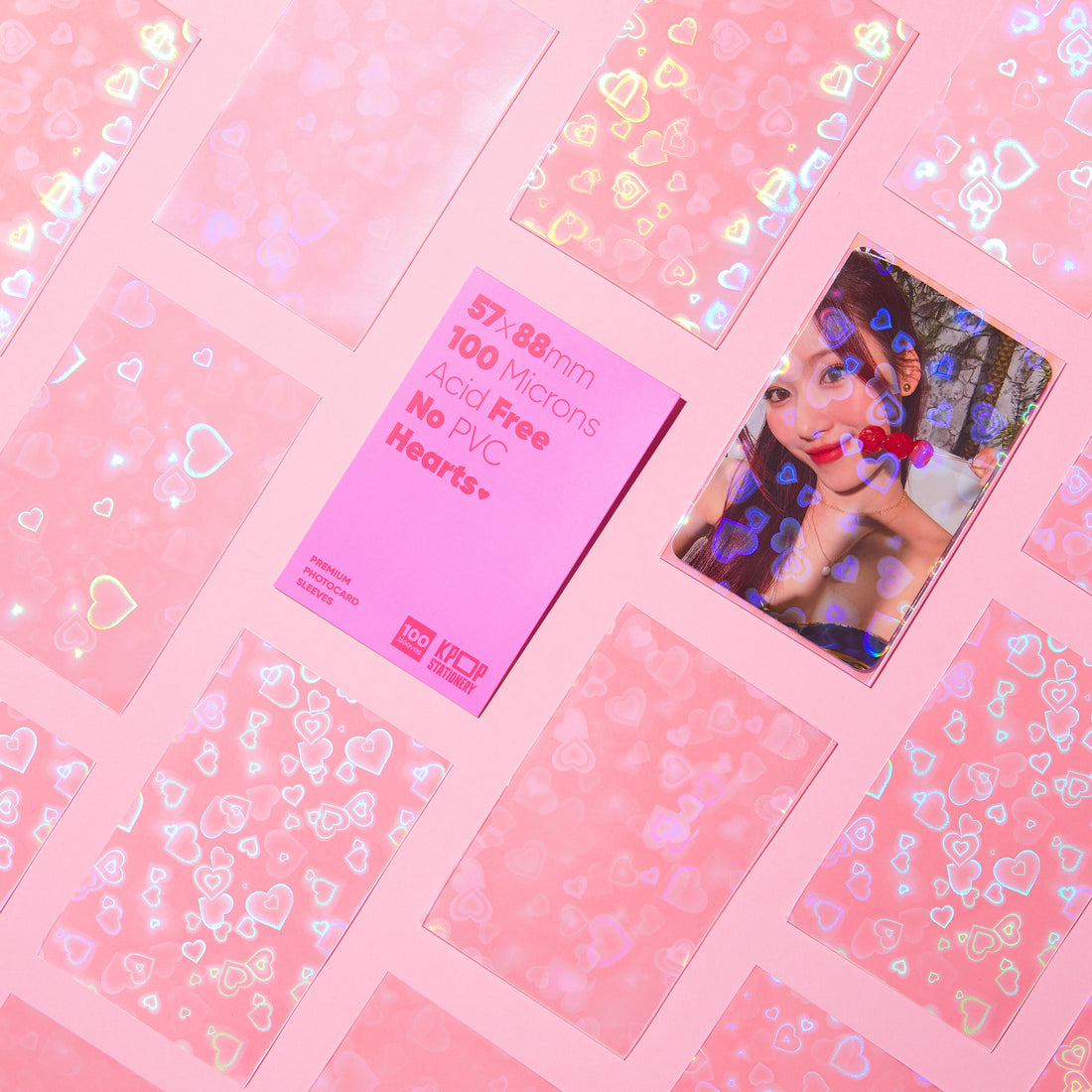 kpop holographic photocard sleeves for 57 x 88, heart