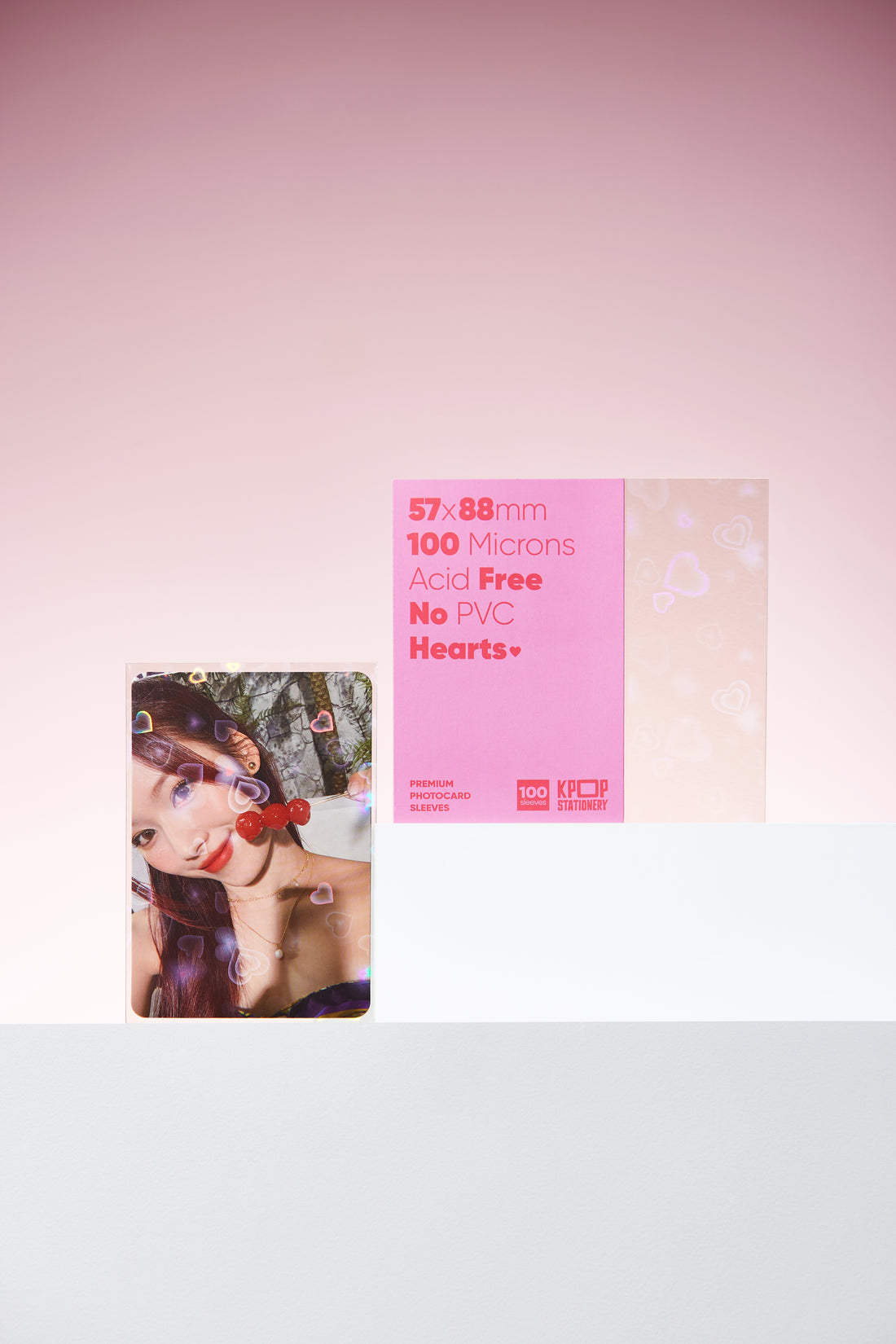 kpop holographic photocard sleeves for 57 x 88, heart