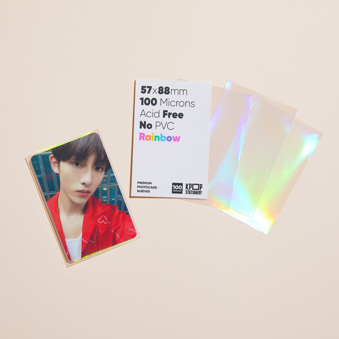 kpop holographic photocard sleeves for 57 x 88, rainbow