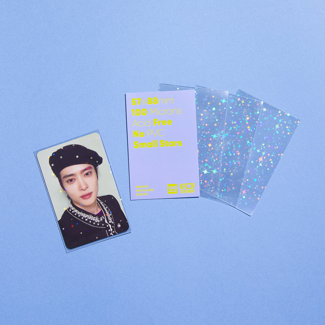 kpop holographic photocard sleeves for 57 x 88, small star