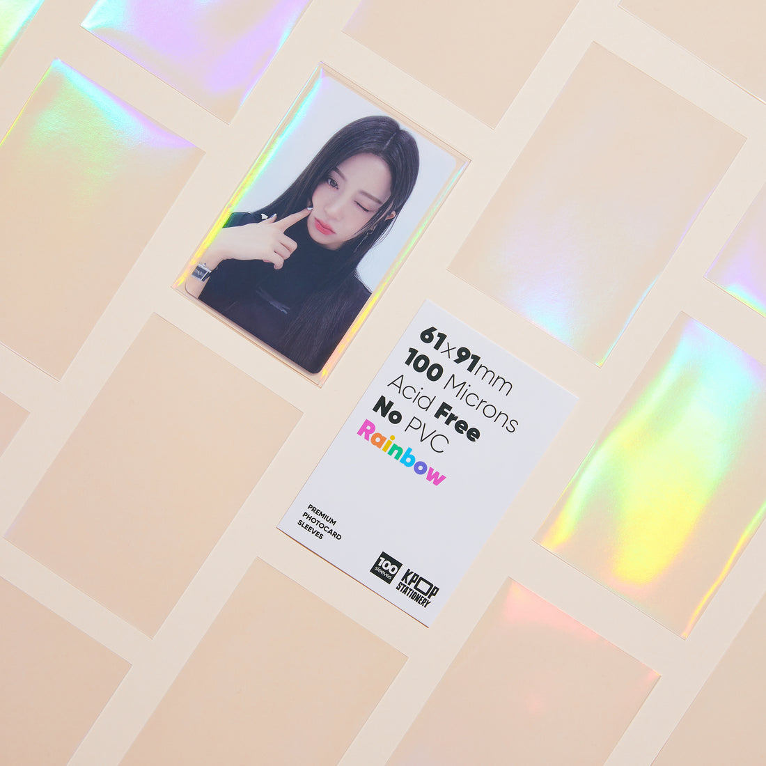kpop rainbow holographic photocard sleeves for 61 x 91