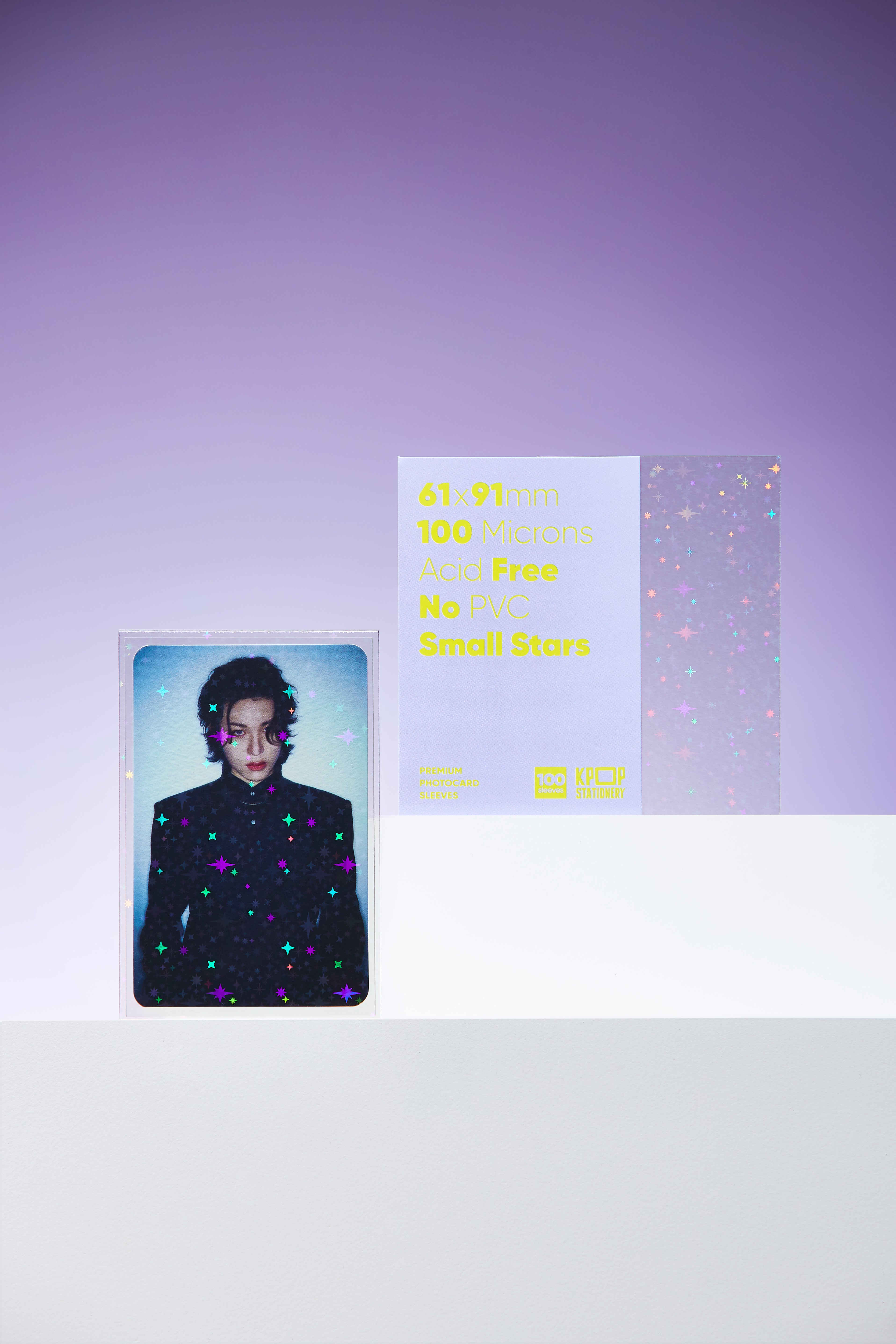 lucky star card sleeves 61 x 91 Small Star Holographic Sleeves – Elegant Kpop Protection