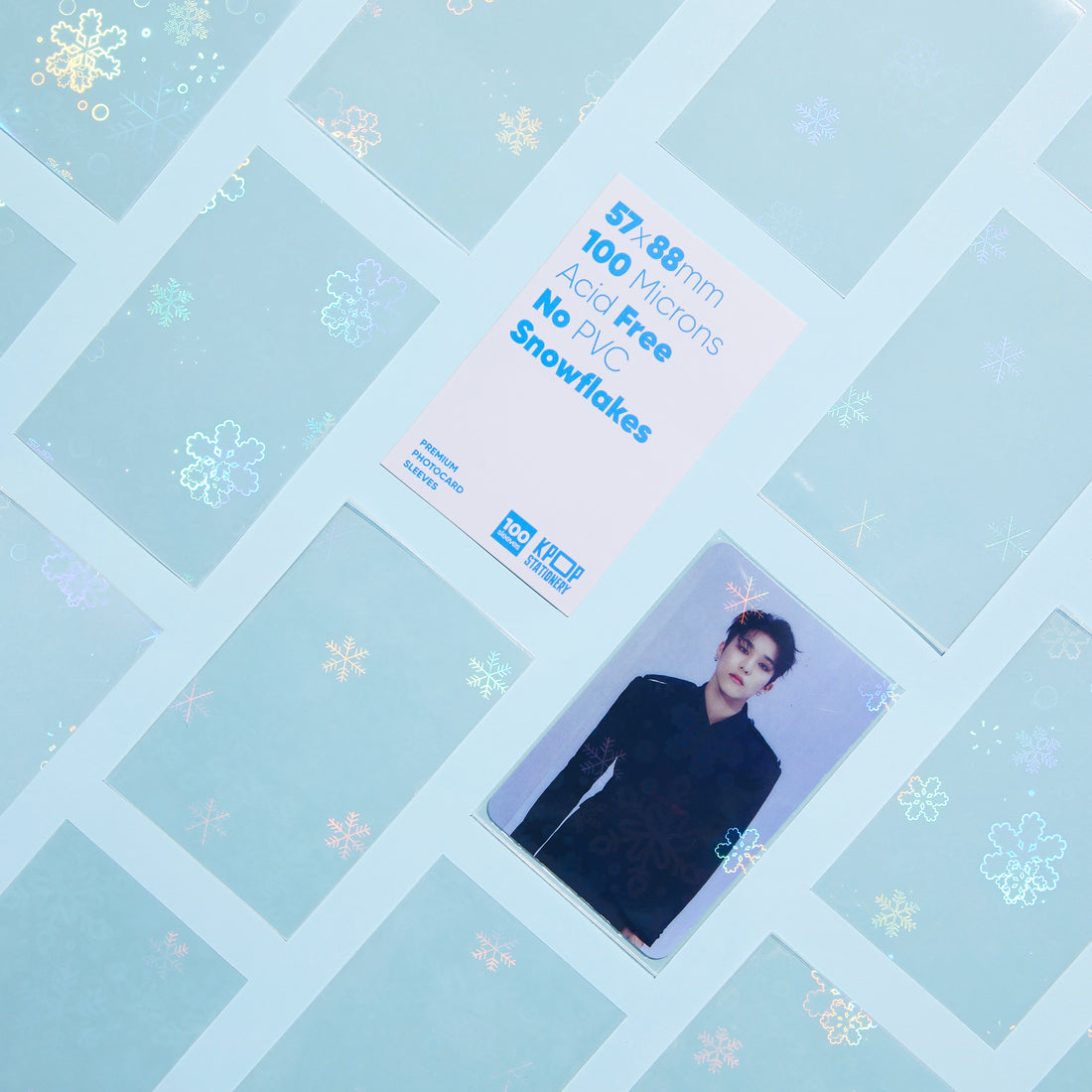 kpop snowflake holographic photocard sleeves for 57 x 88