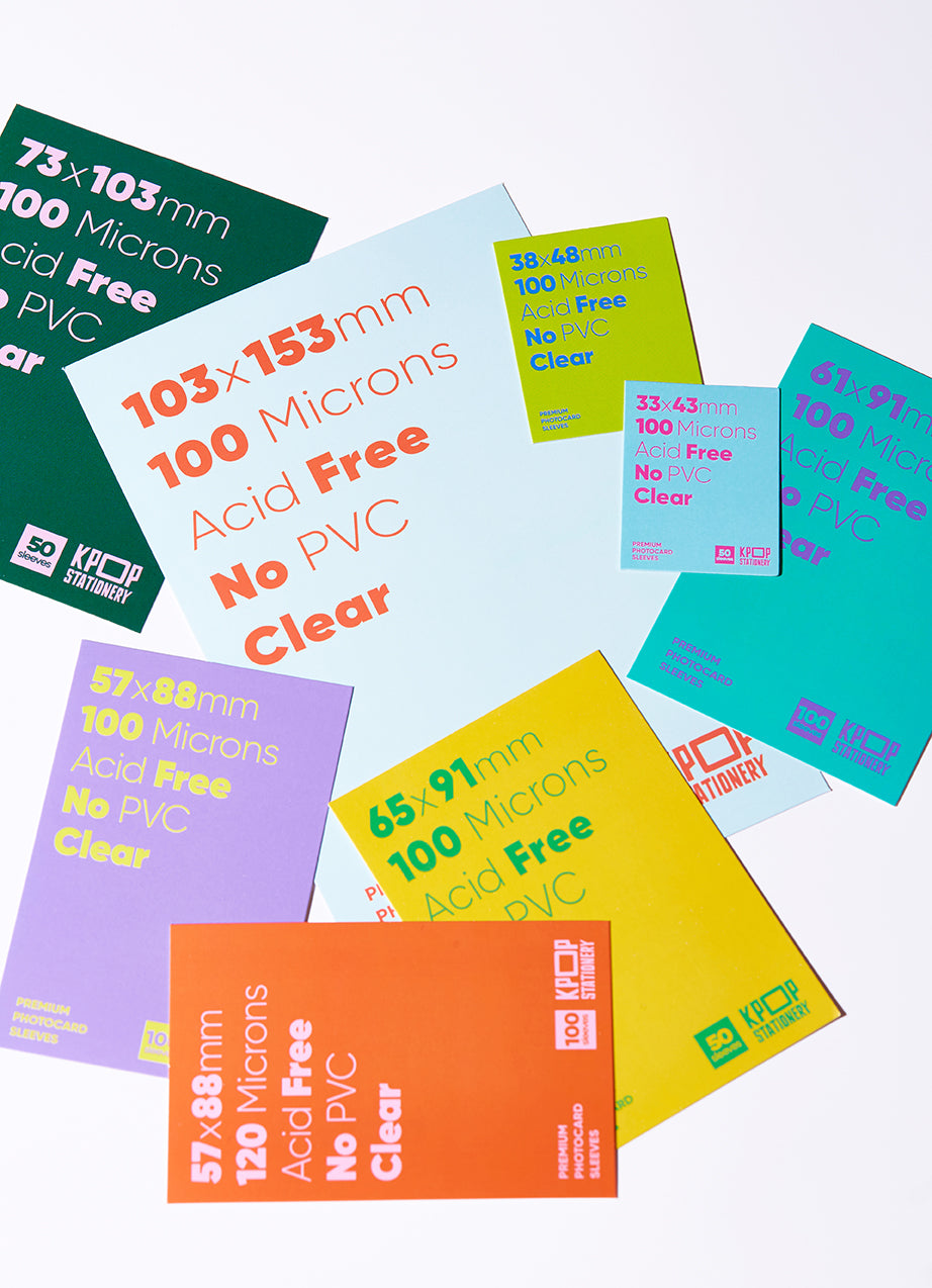 various sizes of kpop photocard sleeves