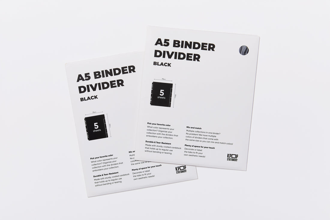 Custom A5 Binder Dividers - Black