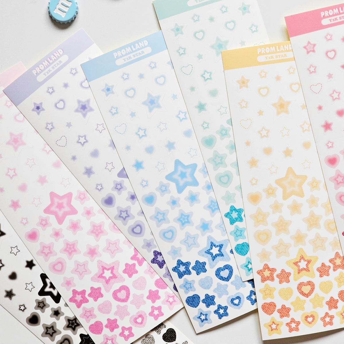 Promland Y2K star pastel deco sticker sheets for toploader decorating