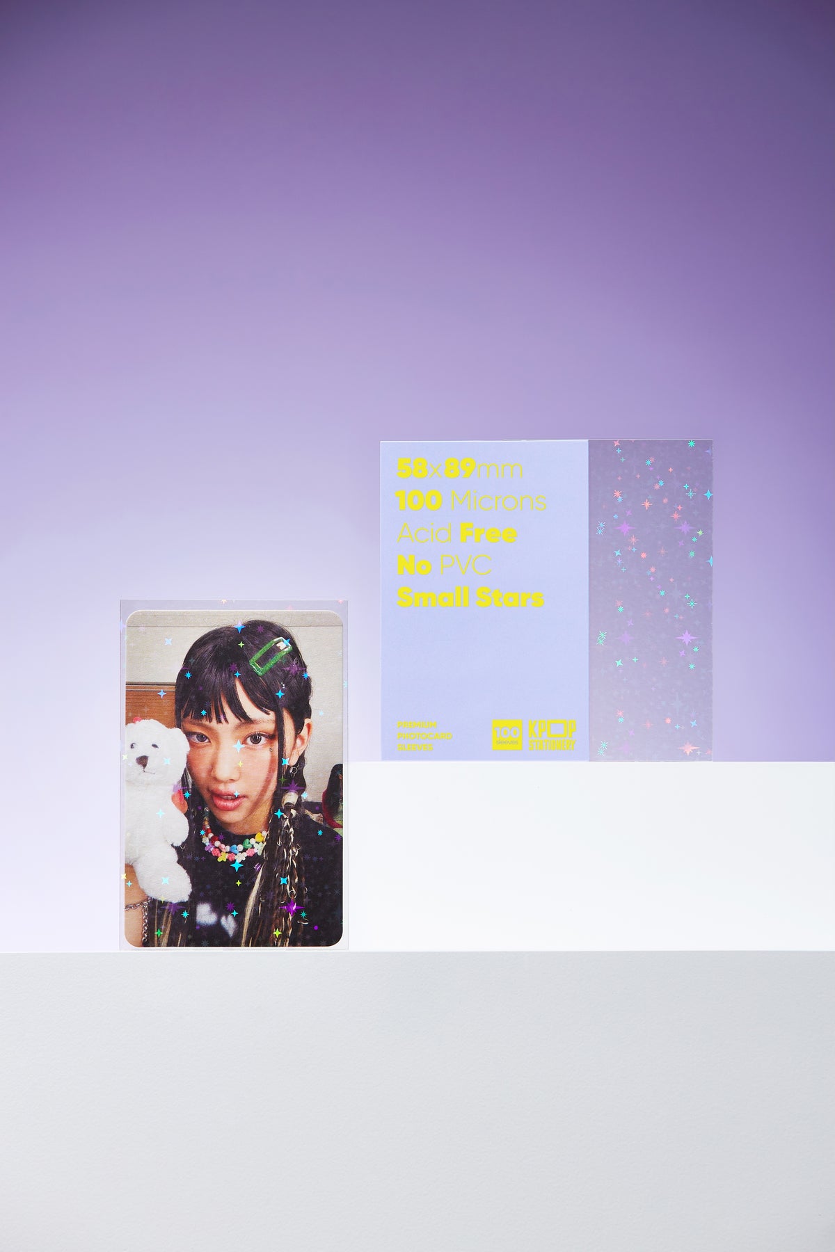 Holographic small stars K-pop photocard sleeves 58 x 89mm