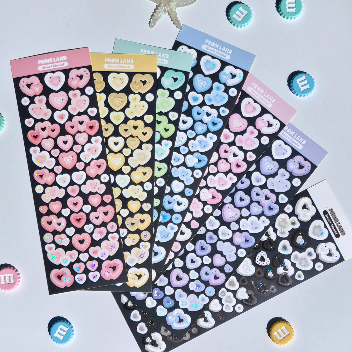 Promland Heart Mould pastel heart deco sticker sheets