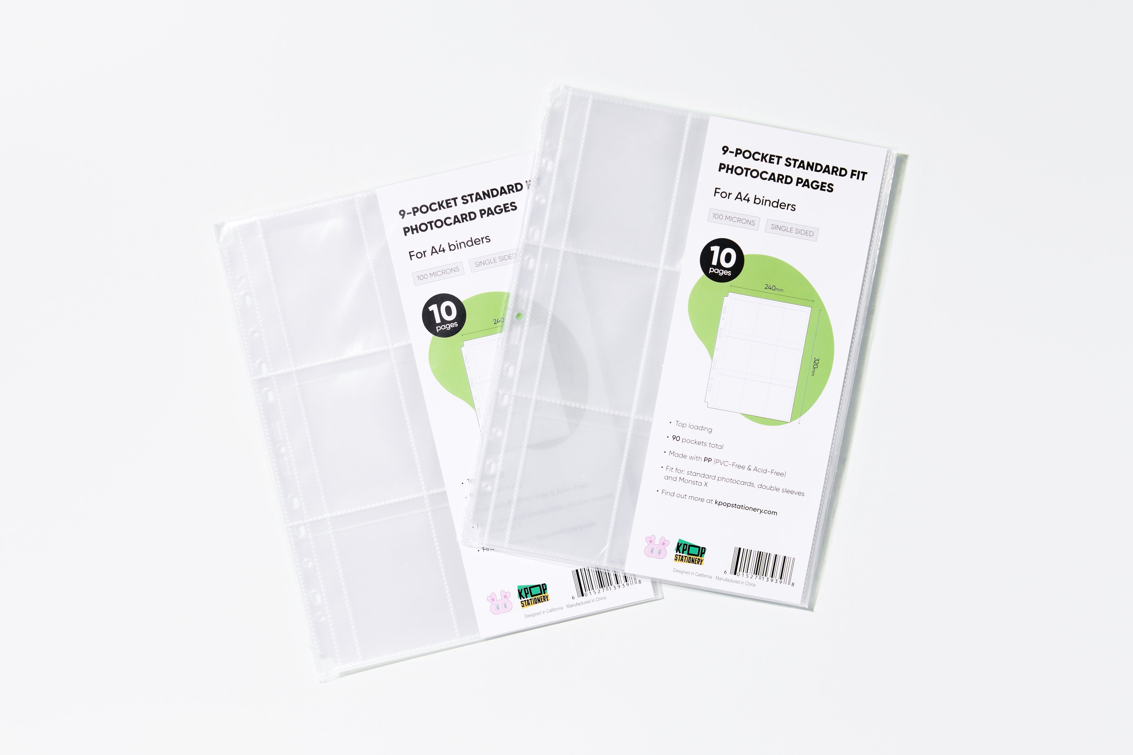 Clear single-sided A4 K-pop photocard binder pages