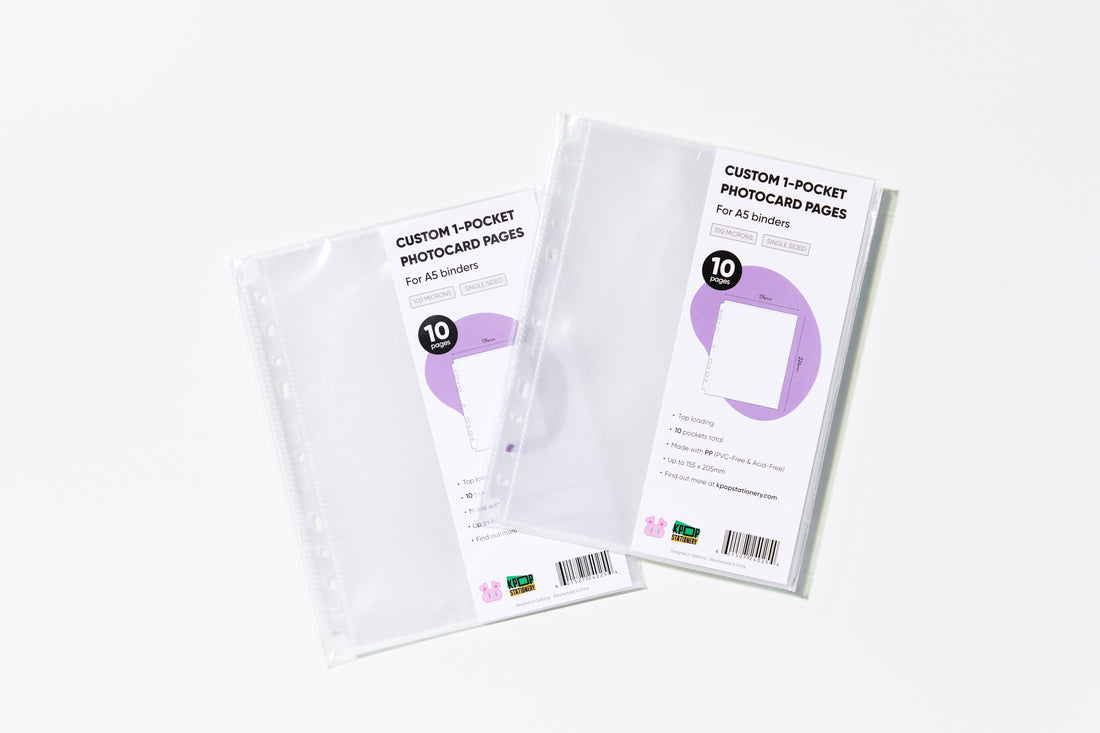 Single-pocket A5 K-pop binder pages for prints