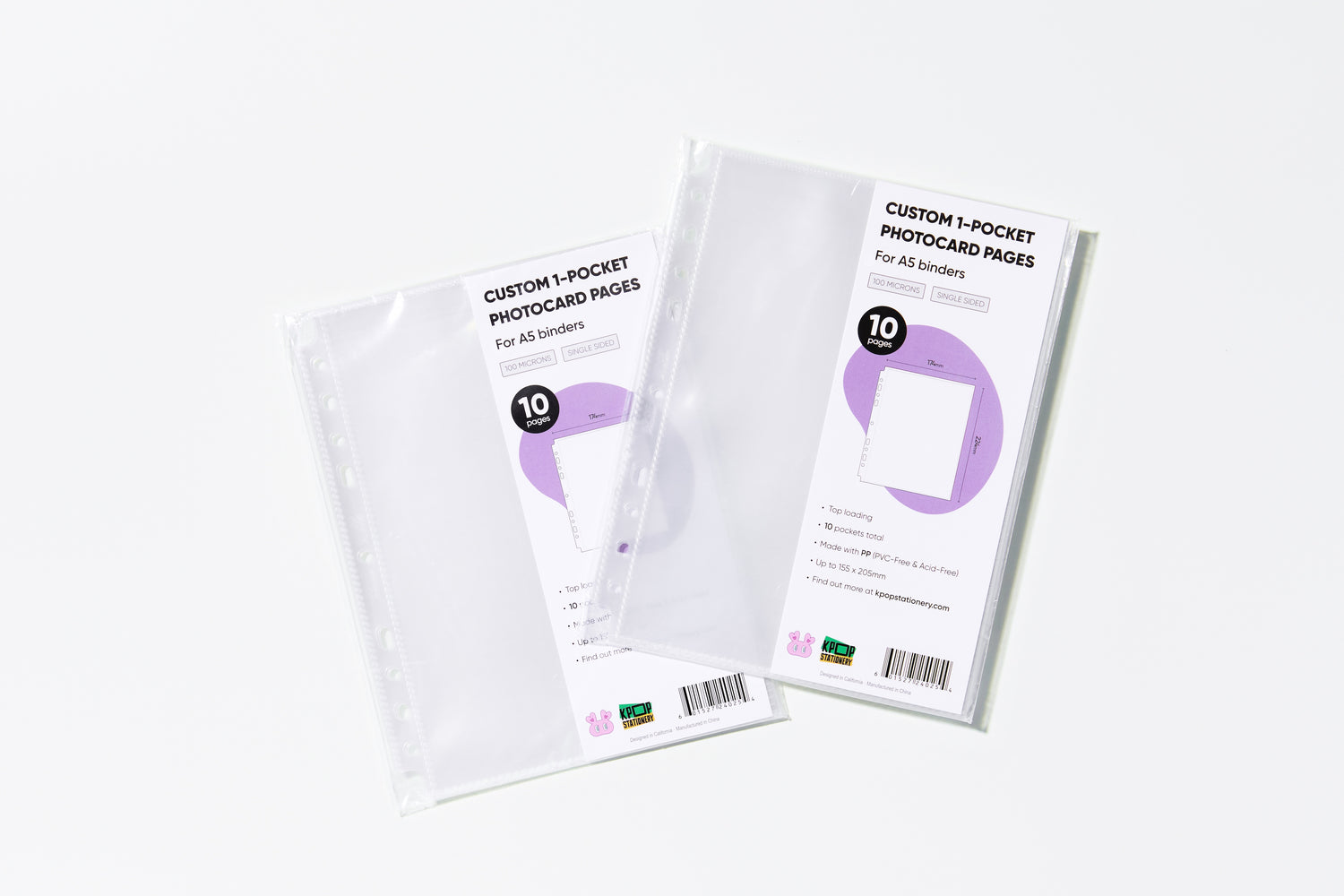 Single-pocket A5 K-pop binder pages for prints