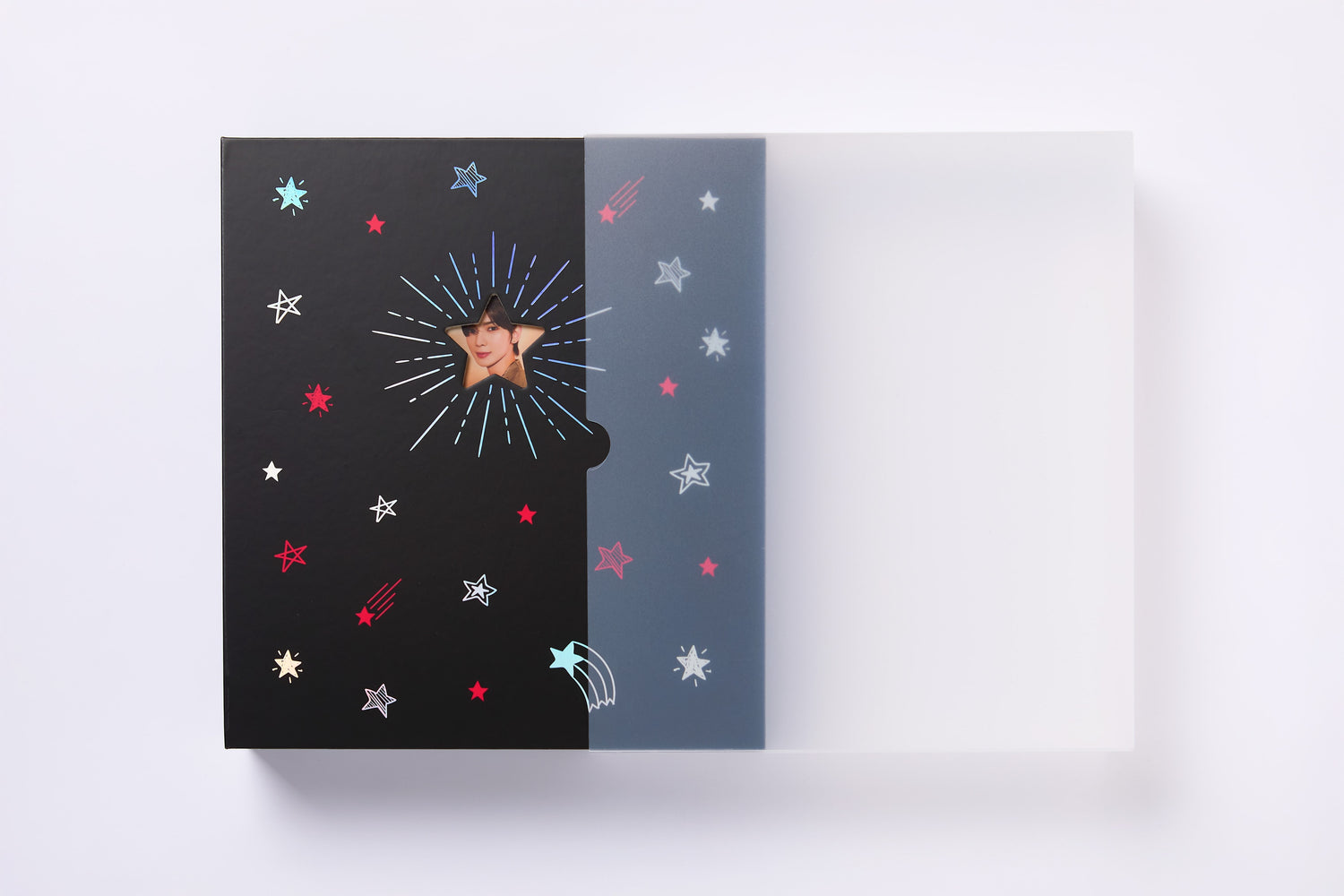 A4 black shooting star binder with pocket photocard and cover case from top view