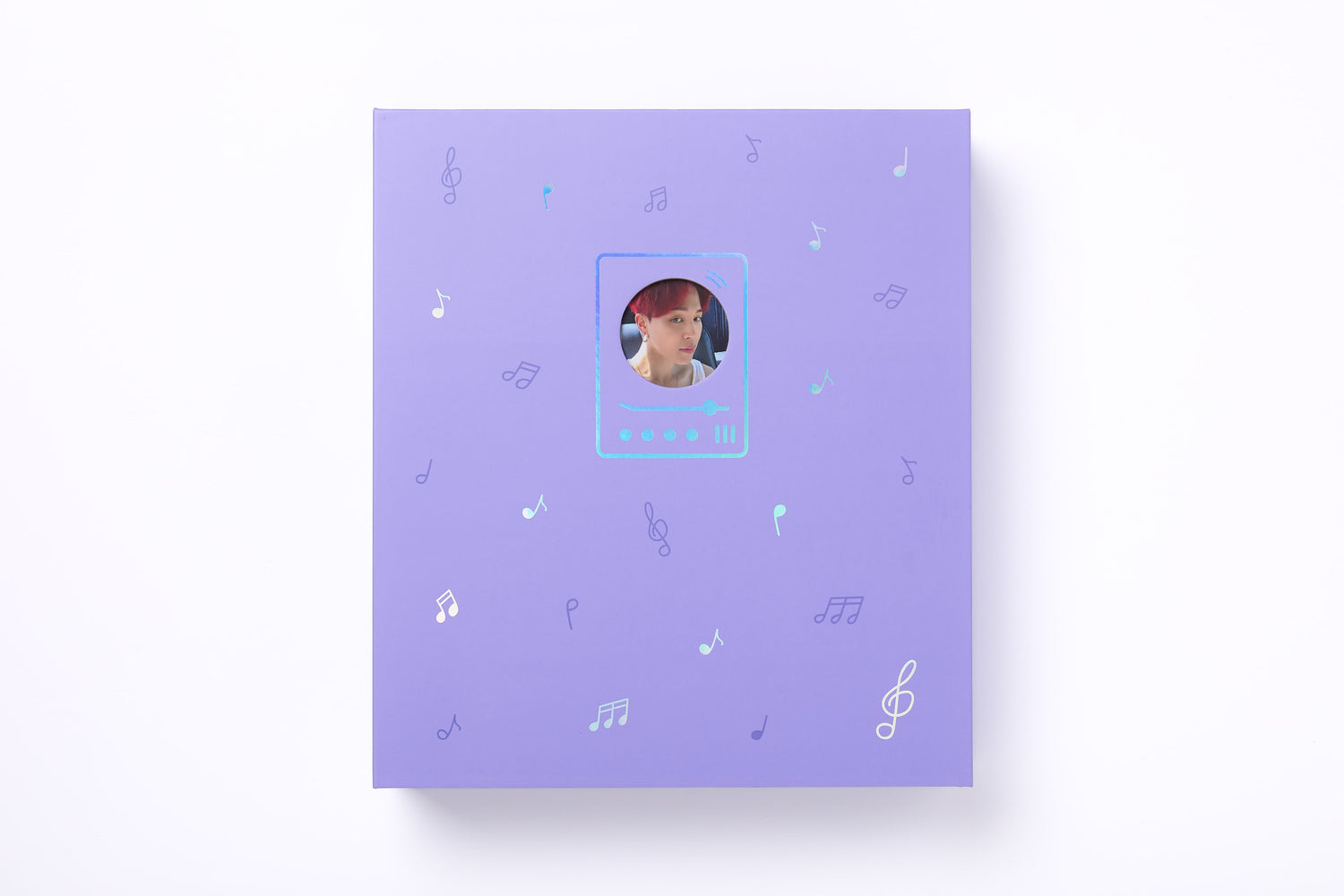 A4 purple musical note binder with bts jimin photocard from top