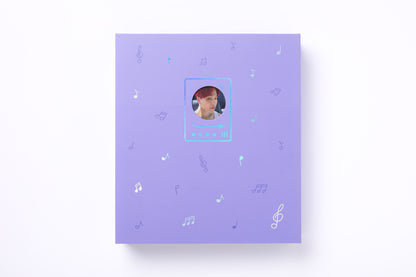 A4 purple musical note binder with bts jimin photocard from top