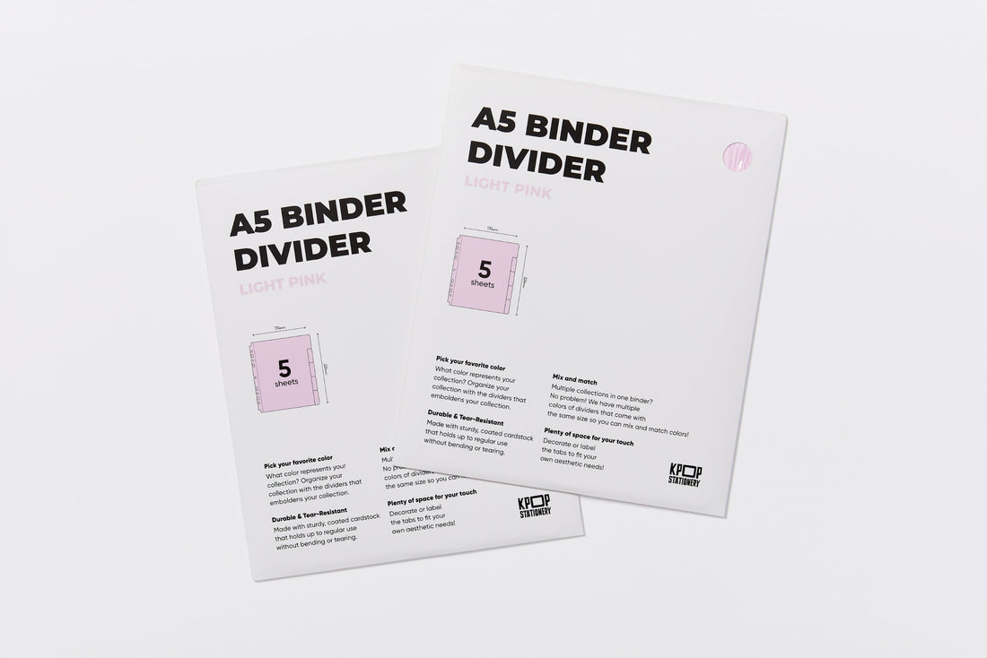 Custom A5 Binder Dividers - Light Pink