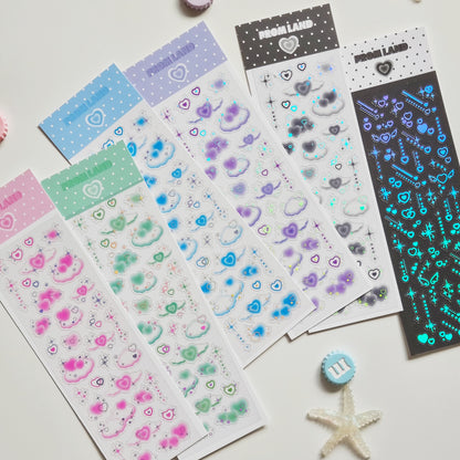 Promland Angel Heart sticker sheets in all 6 colors