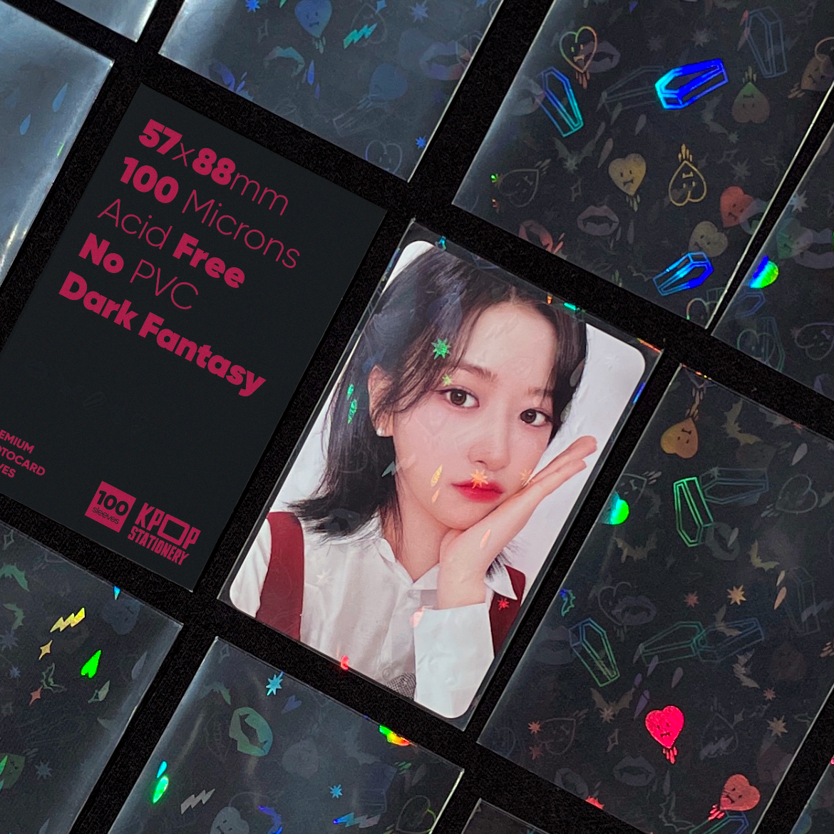 Holographic Dark Fantasy Sleeves, 57 x 88mm – Kpop Stationery Holographic Dark Fantasy Sleeves, 57 x 88mm – Kpop Stationery