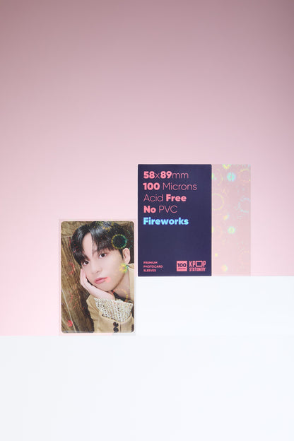 holographic firework sleeves with photocard