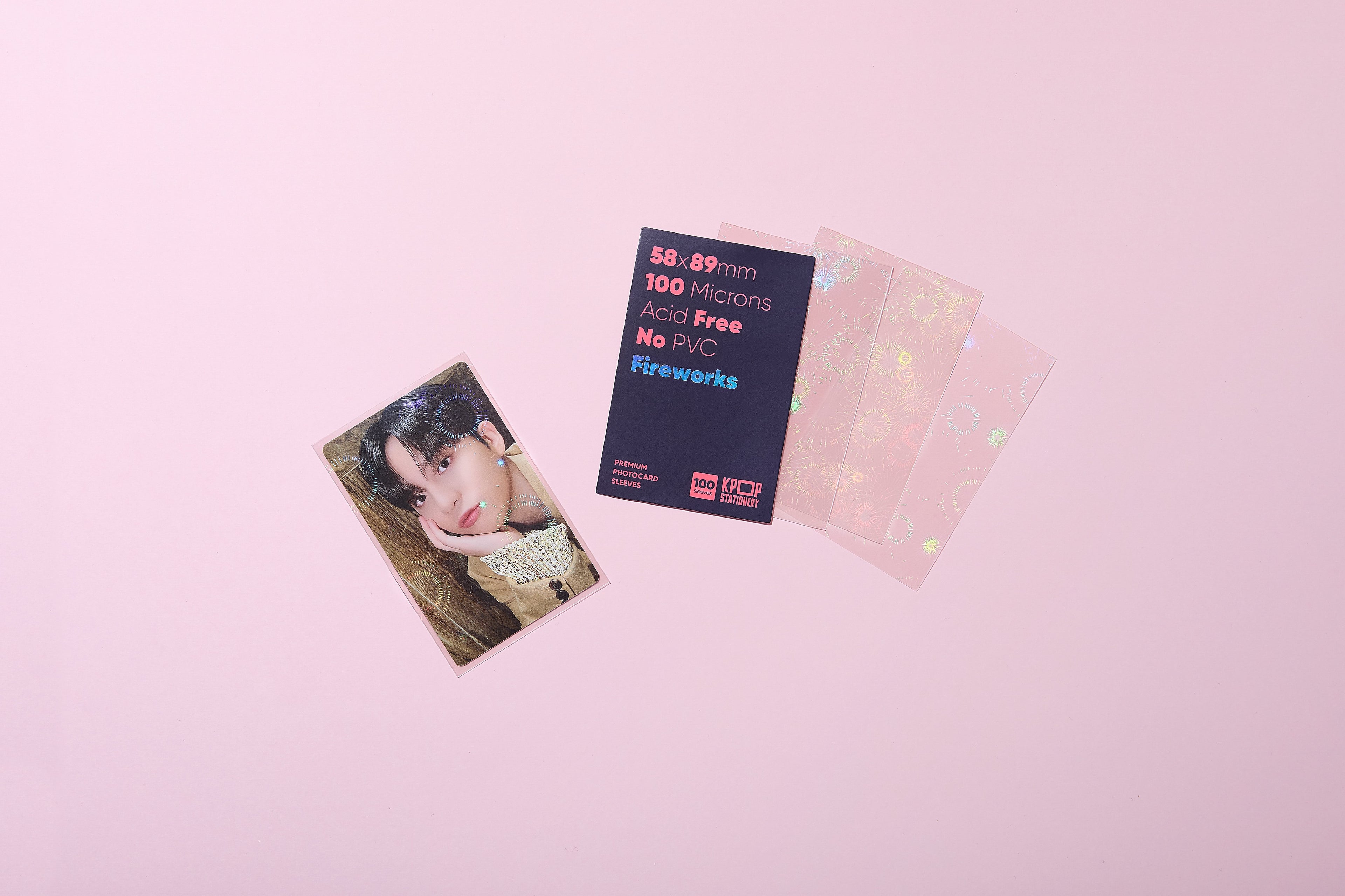 holographic firework sleeves with photocard