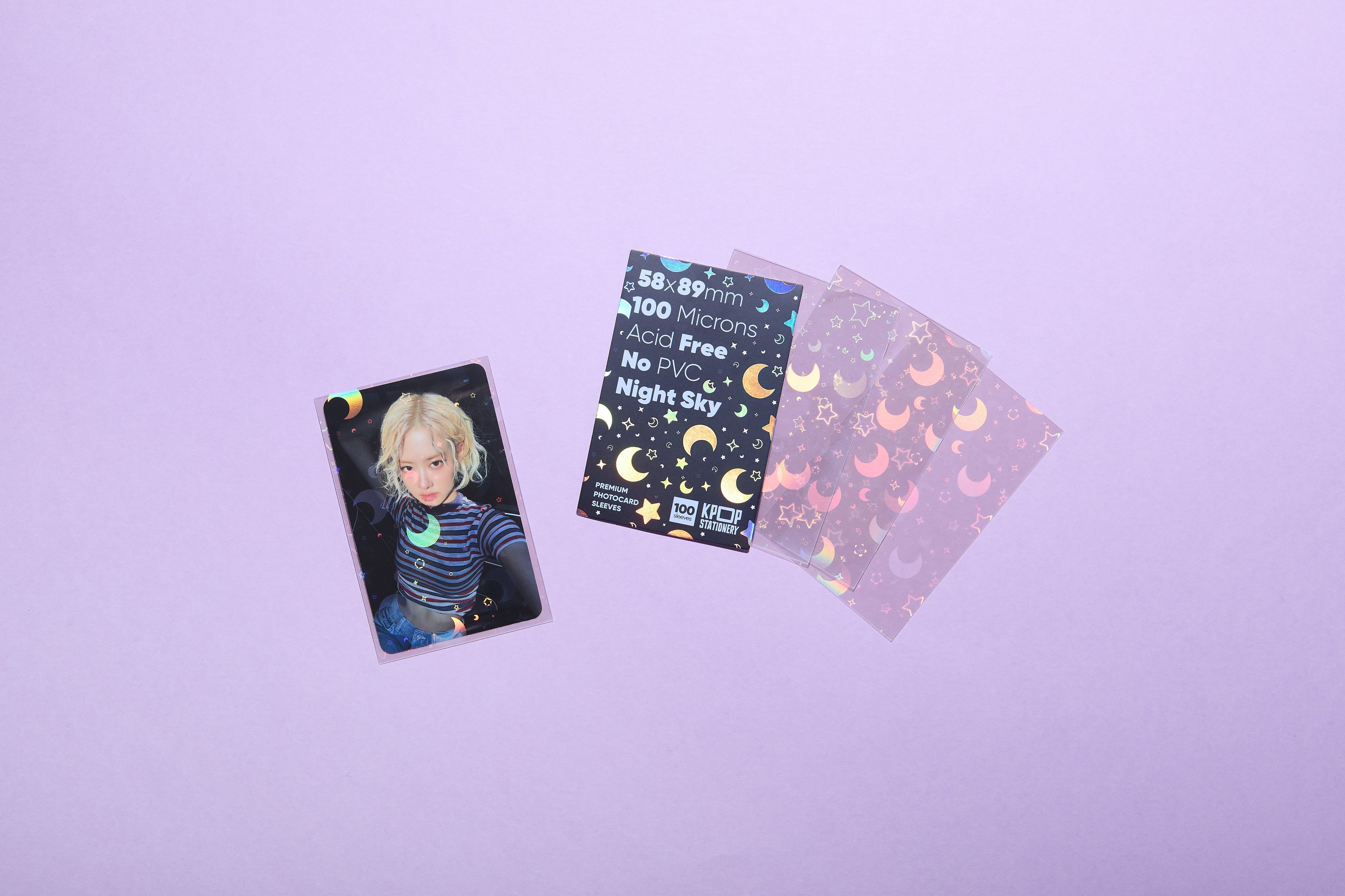 holographic nightsky sleeves with rose photocard