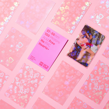 Holographic Heart Sleeves 58×89mm