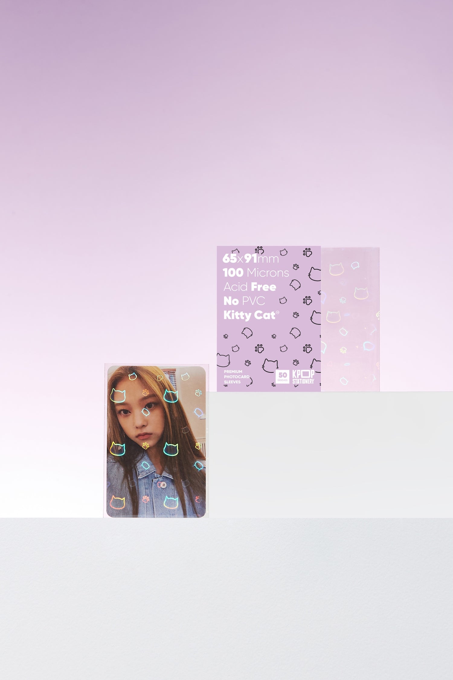 Holographic Kitty Sleeves, 65 x 91mm