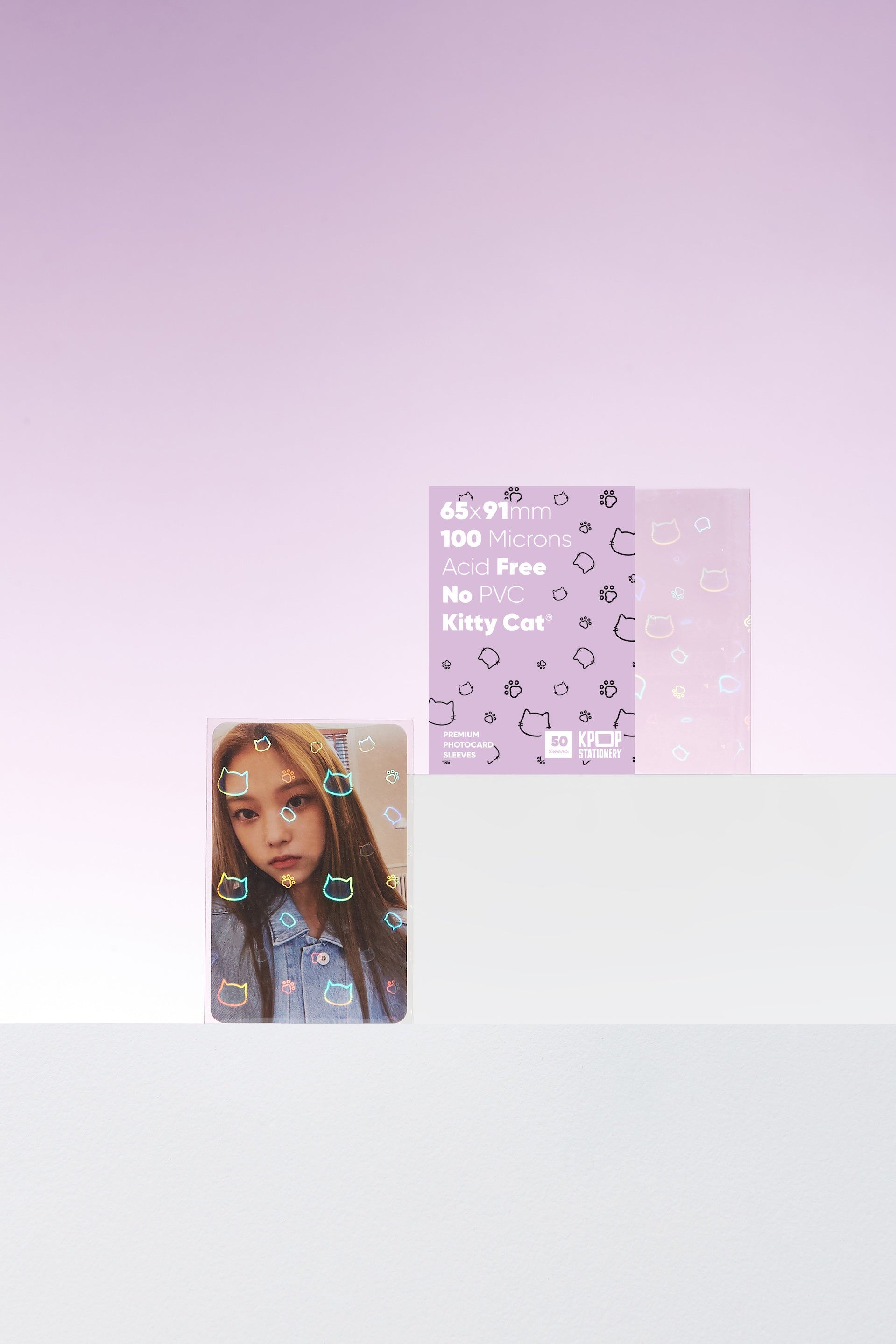 Holographic Kitty Sleeves, 65 x 91mm